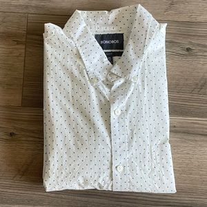 Bonobos White & Blue Micro Dot Button Down. Slim Fit. Size 2XLT